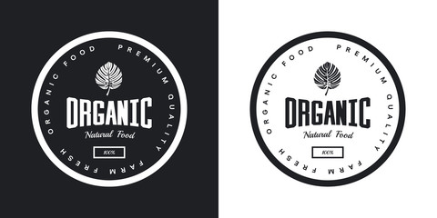 Organic natural and healthy farm fresh food retro emblem