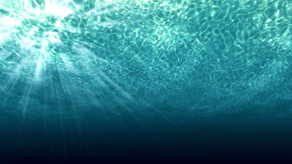 Underwater blue background in sea (3D illustration)