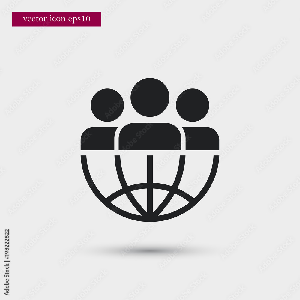 Poster teamwork wirh globe icon. simple communication element illustration. office symbol design from busin