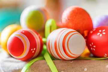 Fototapeta na wymiar Several colorful Easter eggs close