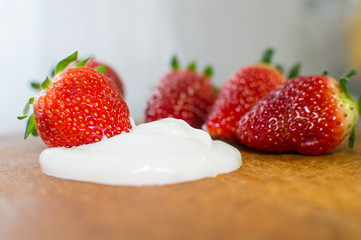 Strawberry with chocolate as dessert.