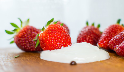 Strawberry with chocolate as dessert.