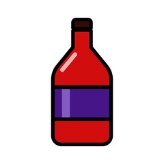 Bottle with label isolated flat vector icon on white background