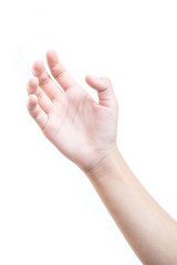 Obraz premium Close-up girl hand on a white background