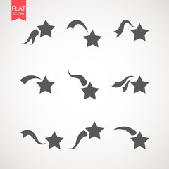 Falling stars vector set . Shooting stars isolated from background. Icon of meteorite or comet with tail