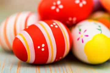 Several colorful Easter eggs close