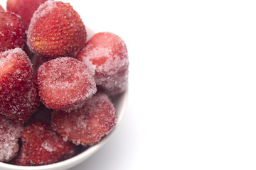 Frozen Strawberries on a White Background
