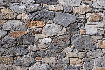 Well made stone wall, Seamless granite retaining wall, Paving rough stone background , High quality modern stone wall