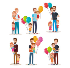 Fototapeta premium set cute family happy characters vector illustration design