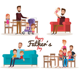 happy fathers day characters vector illustration design