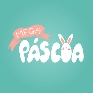 Mega Easter. Pascoa Easter Logotype.