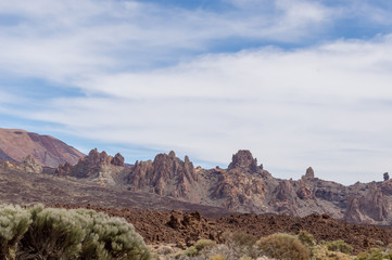 View of a hill in Teide Park on the island of Tenerife in Spain