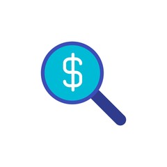 Obraz premium search money, search investment flat vector icon. Modern simple isolated sign. Pixel perfect vector illustration for logo, website, mobile app and other designs