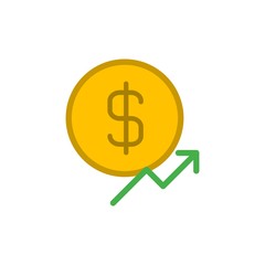 Obraz premium usd chart increase flat vector icon. Modern simple isolated sign. Pixel perfect vector illustration for logo, website, mobile app and other designs