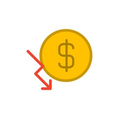 usd chart decrease flat vector icon. Modern simple isolated sign. Pixel perfect vector  illustration for logo, website, mobile app and other designs