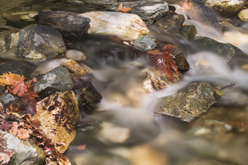 seaside with many rock, long exposure. long exposure of sea and rocks, aegean sea 