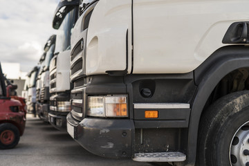 trucks parking  in a row