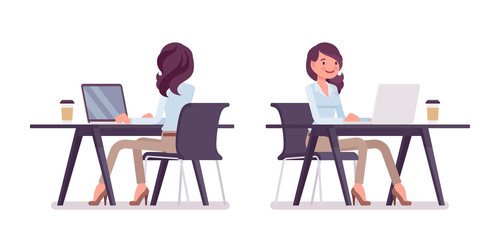 Smart casual woman sitting and working