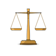 The symbol of wood scales for law and justice in a flat and simple form