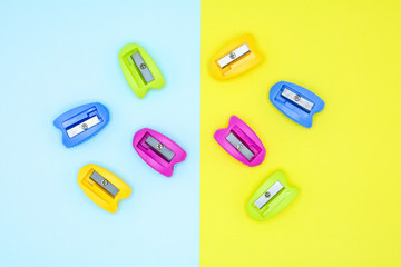 colorful of plastic pencil sharpener - background