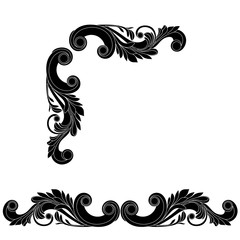 Vintage baroque ornament, corner. Retro pattern antique style acanthus. Decorative design element filigree calligraphy vector. - stock vector