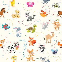 Seamless Pattern Of Cartoon Animals © yusufdemirci