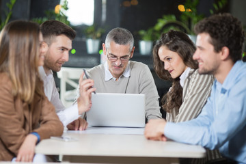 Business meeting in cafe