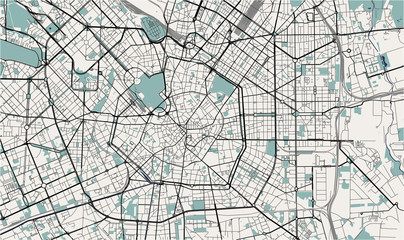 Naklejka premium wektorowa mapa miasta Mediolanu, stolicy Lombardii, Włochy