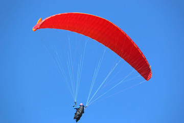 Paraglider flying