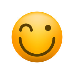 Cute Wink Emoticon on White Background . Isolated Vector Illustration 