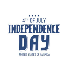 Obraz premium Independence day of the United States, 4th of July. Hand-drawn greeting card. Typography illustration for t-shirt, apparel and print