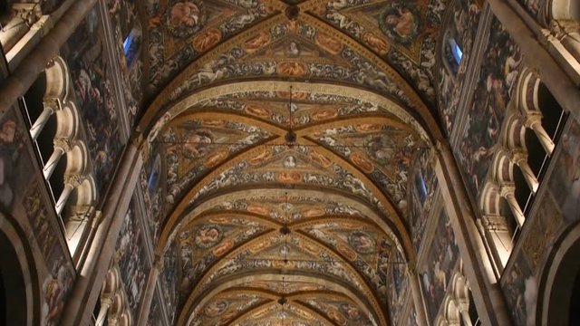 Parma, Italy: Interior fresco of Medieval Parma Cathedral