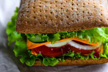 sandwich with tomato salad cheese and onion