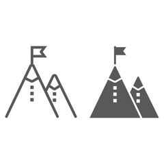 Business Mission line and glyph icon, development and business, mountain sign vector graphics, a linear pattern on a white background, eps 10.