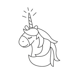Illustration  with cute unicorn for coloring book.