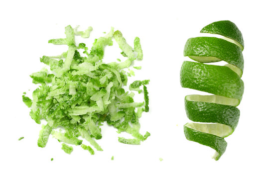 fresh lime peel isolated on white background. healthy food