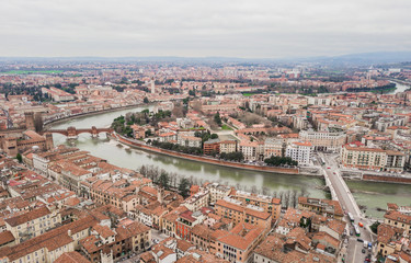 Cityscape of Verona city, Italy. Aerial view