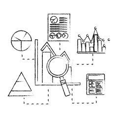 bar graph statistics analysis calculator business vector illustration sketch design