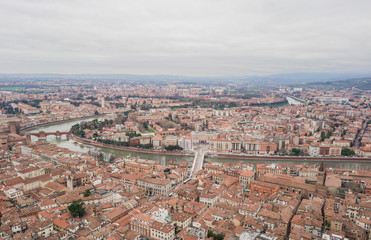 Cityscape of Verona city, Italy. Aerial view