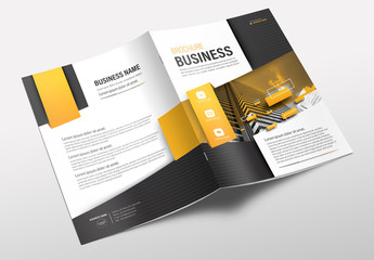 Business Brochure Cover Layout with Orange Accents