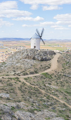 Traditional windmills of Castilla La Mancha. Toledo, Spain.windmills that were used to grind the cereal