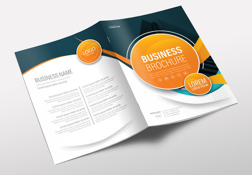 Business Brochure Cover Layout with Orange Accents