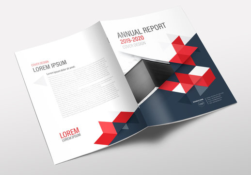 Annual Report Cover Layout with Red Accents