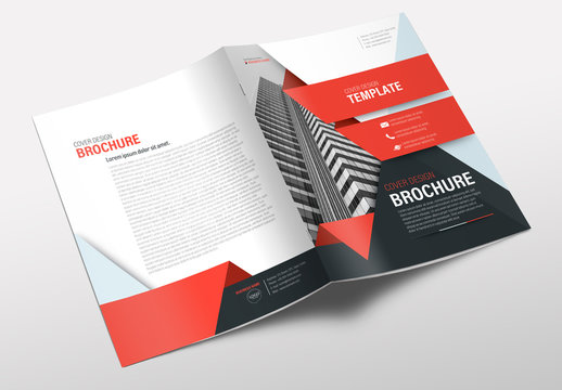 Business Brochure Cover Layout with Red Accents