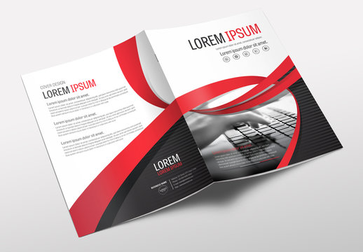 Business Brochure Cover Layout with Red Accents