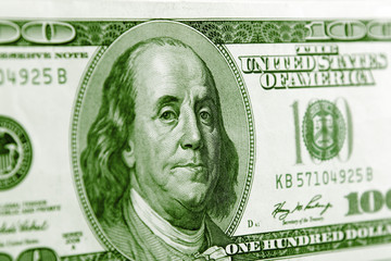 Benjamin Franklin on hundred dollars banknote