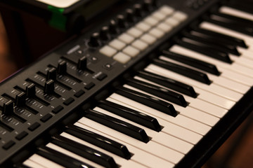 White and black keys of an electric organ