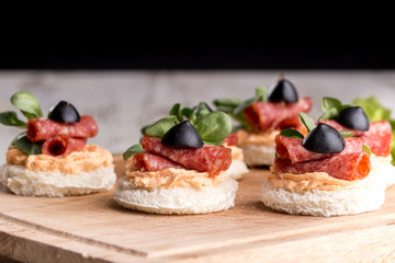 Canapes with salami
