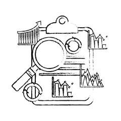 business clipboard analysis diagram graphs economy financial vector illustration sketch design