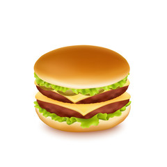 Realistic double cheeseburger. Vector eps10